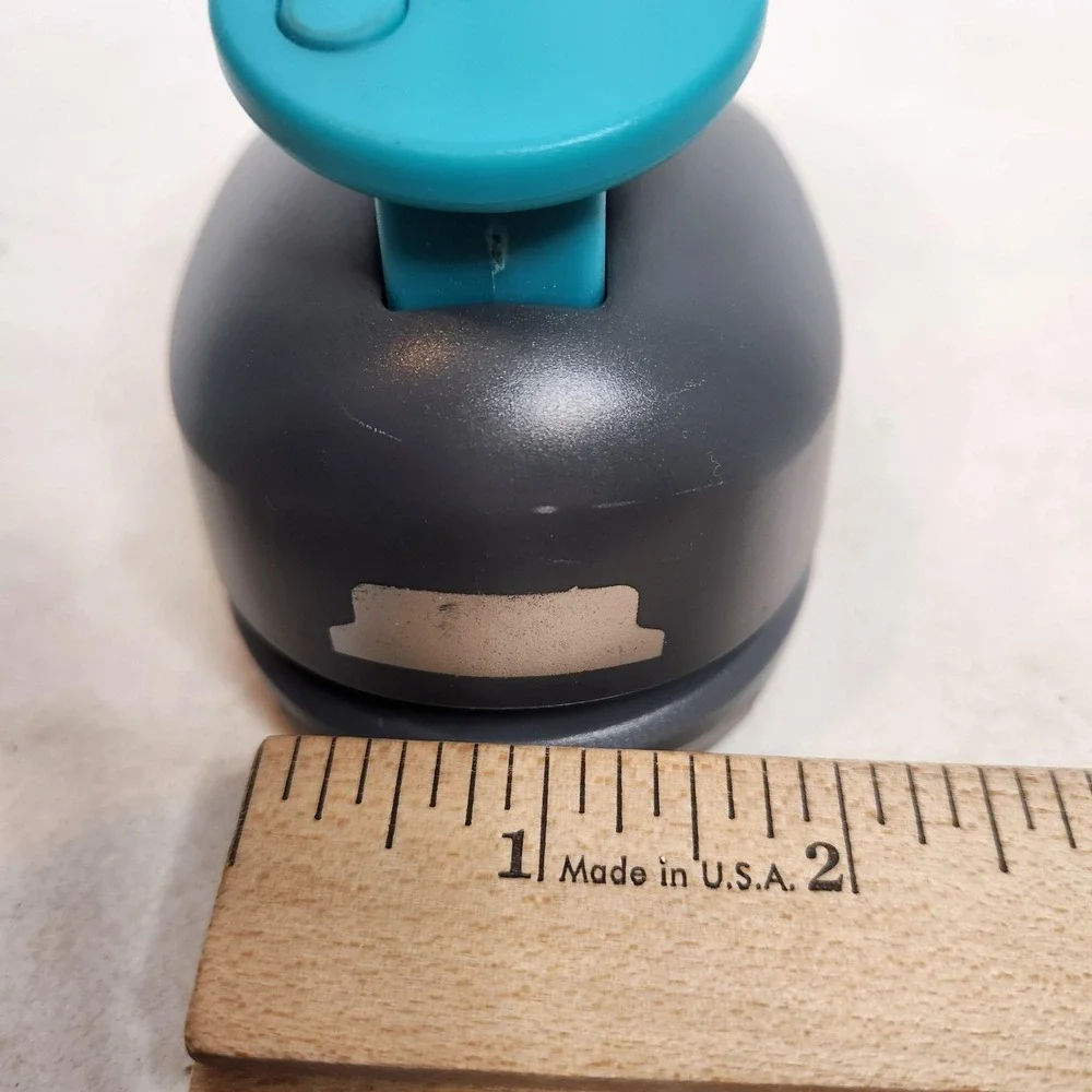 We R Memory Keepers TAB Craft Punch 2-2.75 In Tab Shape Teal Gray Label Paper